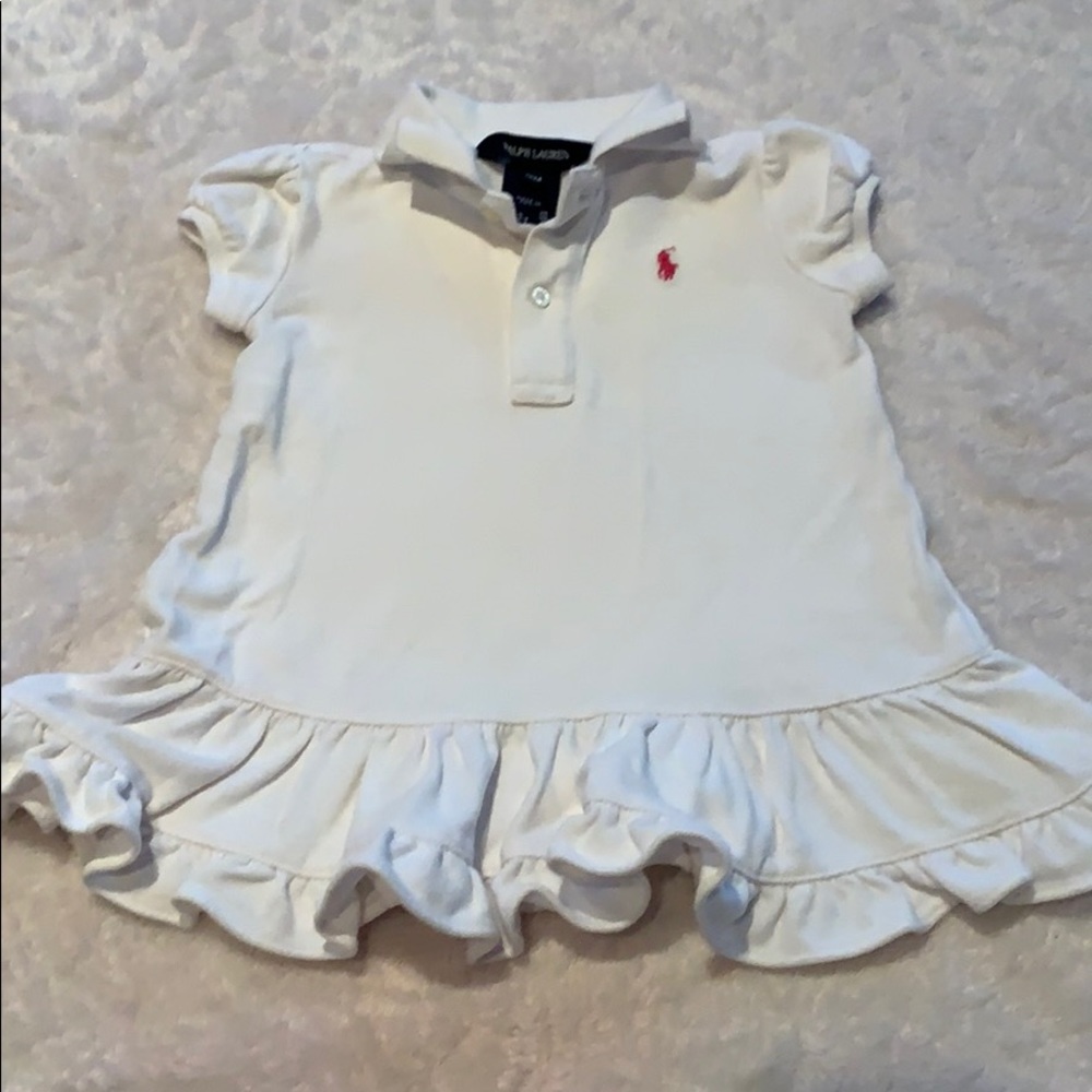 White Ralph Lauren dress with Pink logo Sz 12 m